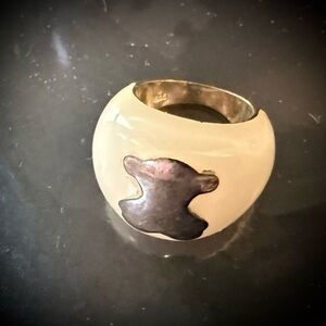 Tous White and Silver Women's Bear Ring